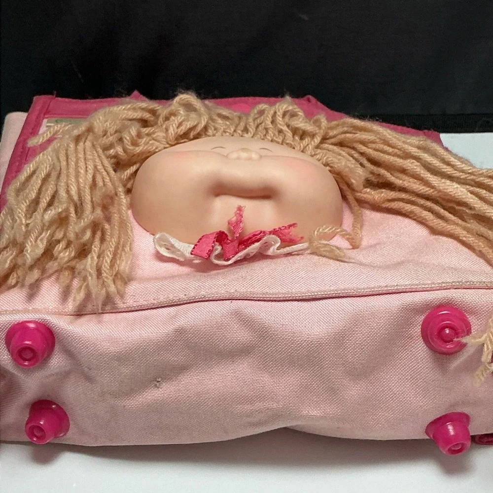 1983 Vintage Cabbage Patch Kids Doll Face Canvas Pink Bag Purse Tote Wallet Rare
